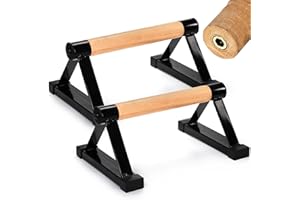 TOPZEA Wood Push Up Bars, Solid Wooden Parallettes Bars with Sturdy Steel Bracket Anti-slip Handstand Bars for Calisthenics, 