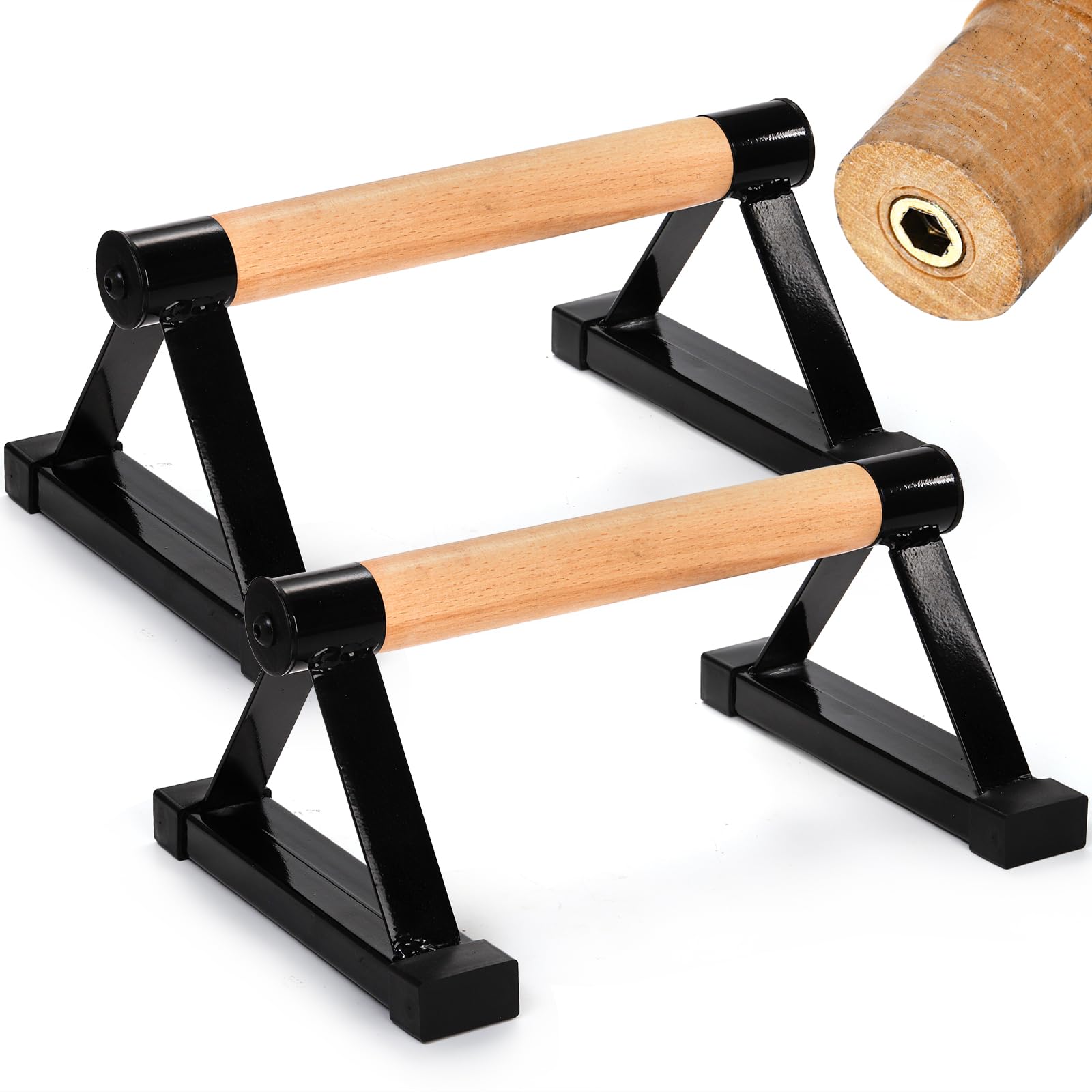 Photo 1 of TOPZEA Wood Push Up Bars, Solid Wooden Parallettes Bars with Sturdy Steel Bracket Anti-slip Handstand Bars for Calisthenics, Fitness, At Home Gym Floor Workouts Equipment, Support Max 600 lbs, Black