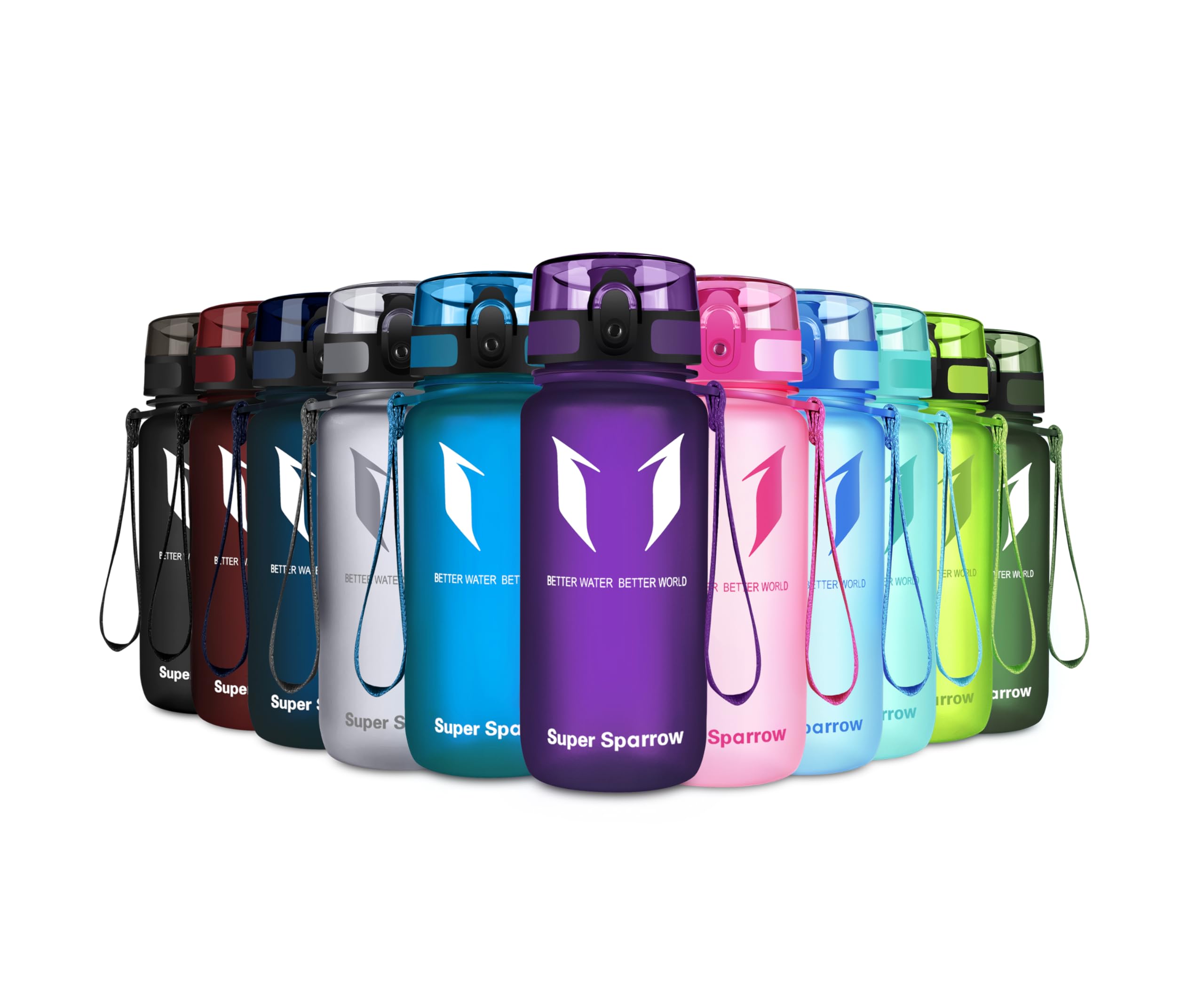 Super Sparrow Sports Water Bottle - 350ml - Non-Toxic BPA Free & Eco-Friendly Tritan Co-Polyester Plastic - For Running, Gym, Yoga, Outdoors and Camping — image 1