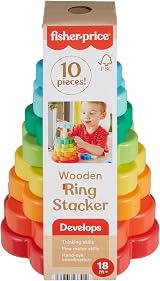 Fisher-Price Wood Toddler Ring Stacker 10-Piece FSC Non-Toxic Paint view 6