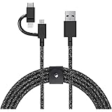 Native Union Belt Cable Universal - 6.5ft Ultra-Strong Reinforced [MFi Certified] Durable Charging Cable with 3-in-1 Adaptor 