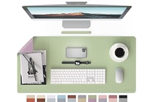RENMTURE Double-Sided Two-Tone Faux Leather Desk mat Desktop Organization and Accessories Home and Office Large Mouse pad Game and Work (Matcha Green/Lavender Purple, 36"x17")