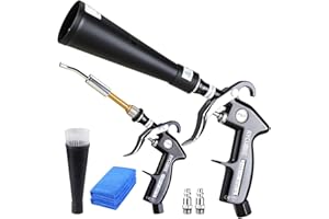 RYCUBRE Tornado Dry Cleaning Gun Tornado Car Cleaning Gun Tornado Dry Air Blow Gun with 2 Nozzles + 2 American Connectors + 2 Microfiber Towels, Durable Metal Body, Anti-Drop, for Car Interior Cleaning