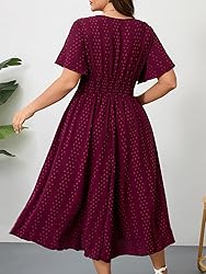 RWJ Women's Plus Size Maxi Dress Flutter Casual V