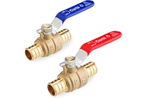 3/4 INCH PEX-B Ball Valves (2-Pack), Lead-Free Brass Full Port Shut-Off Valve for PEX A/B/C Tubing, Compatible with Crimp & C