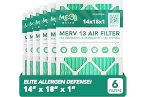 14x18x1 Air Filter (6-PACK) | MERV 13 | MOAJ Elite Bacterial & Viral Defense | BASED IN USA | Pleated Replacement Air Filters for AC & Furnace Applications | Actual Dimensions: 13.70” x 17.70” x 0.75”