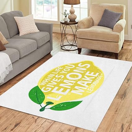 Buy Semtomn Area Rug 5 X 7 Yellow When Life Gives You Lemons