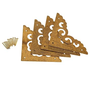 4 Pcs 2 5 Brass Flat Corners Bracket For Box Cabinet Decorative