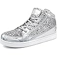 IGxx Glitter Shoes for Men Fashion High Top Casual Sequin Sparkly Sneakers Men's Bling Shiny Men