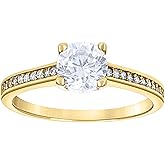 Jewels By Lux 14Kt Yellow Gold Womens Cubic Zirconia Polished Finish Bridal Anniversary Engagement Wedding Ring