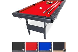 GoSports Mid-Size 6 ft x 3.5 ft Billiards Game Table - Foldable Design, Includes Full Set of Pool Balls, 2 Cue Sticks, Chalk,