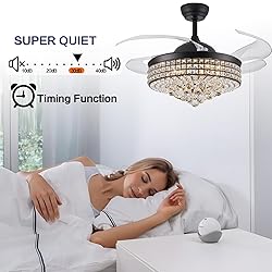 TRSIOPFC 36 Inch Dimmable Crystal Fandelier Ceiling
