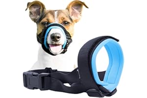 GOODBOY Gentle Muzzle Guard for Dogs - Prevents Biting and Unwanted Chewing Safely – New Secure Comfort Fit - Soft Neoprene Padding – No More Chafing – Training Guide Helps Build Bonds with Pet (M, Blue)
