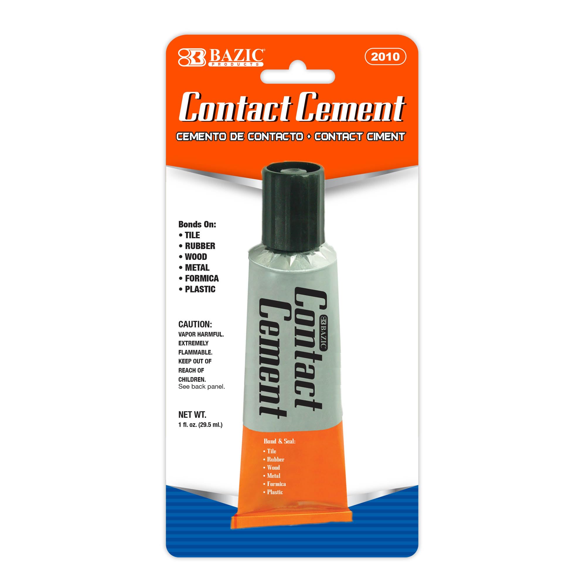 BAZIC Contact Cement Adhesive Glue 1 Oz. (30mL), Super Stong Bonds to Tile Rubber Wood Metal Formica Plastic, 1-Pack