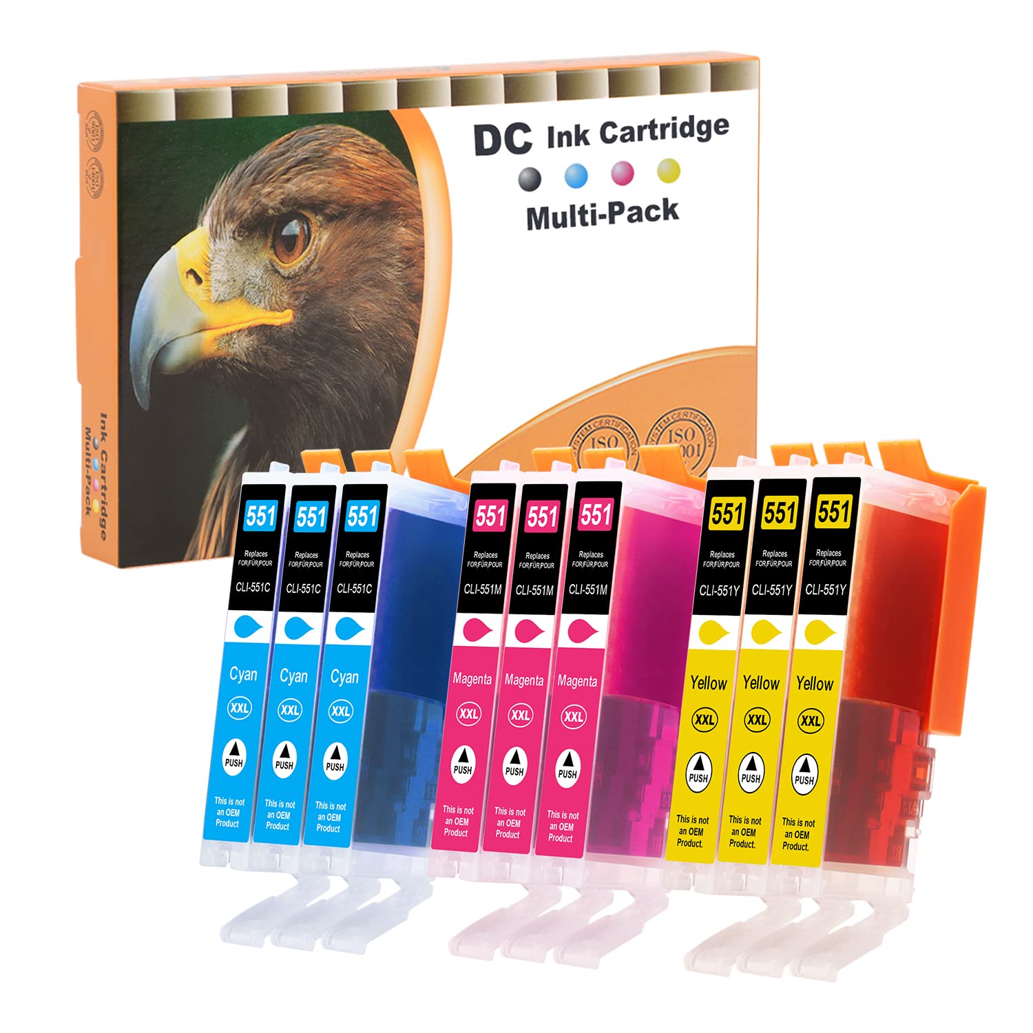 D&C Compatible Ink Cartridge Replacement for Canon PGI-550XL CLI-551XL for Canon Pixma MG6650 MG7100 MG7150 MG7550 iP7200 iP7250 MG5400 MG5450 MG5650 MG5655 MX725 MX920 iX6850 MG6350 (9-Pack)