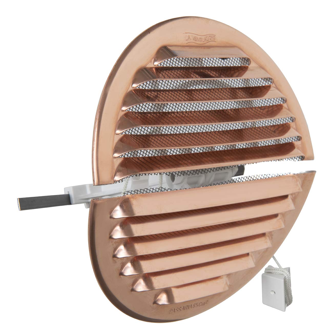 La Ventilazione GRADF125R Round Folding Ventilation Grille with Insect Net Diameter 150 mm, Copper Coloured, ø155 mm