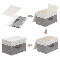 OUTBROS Foldable Storage Boxes, Large Linen