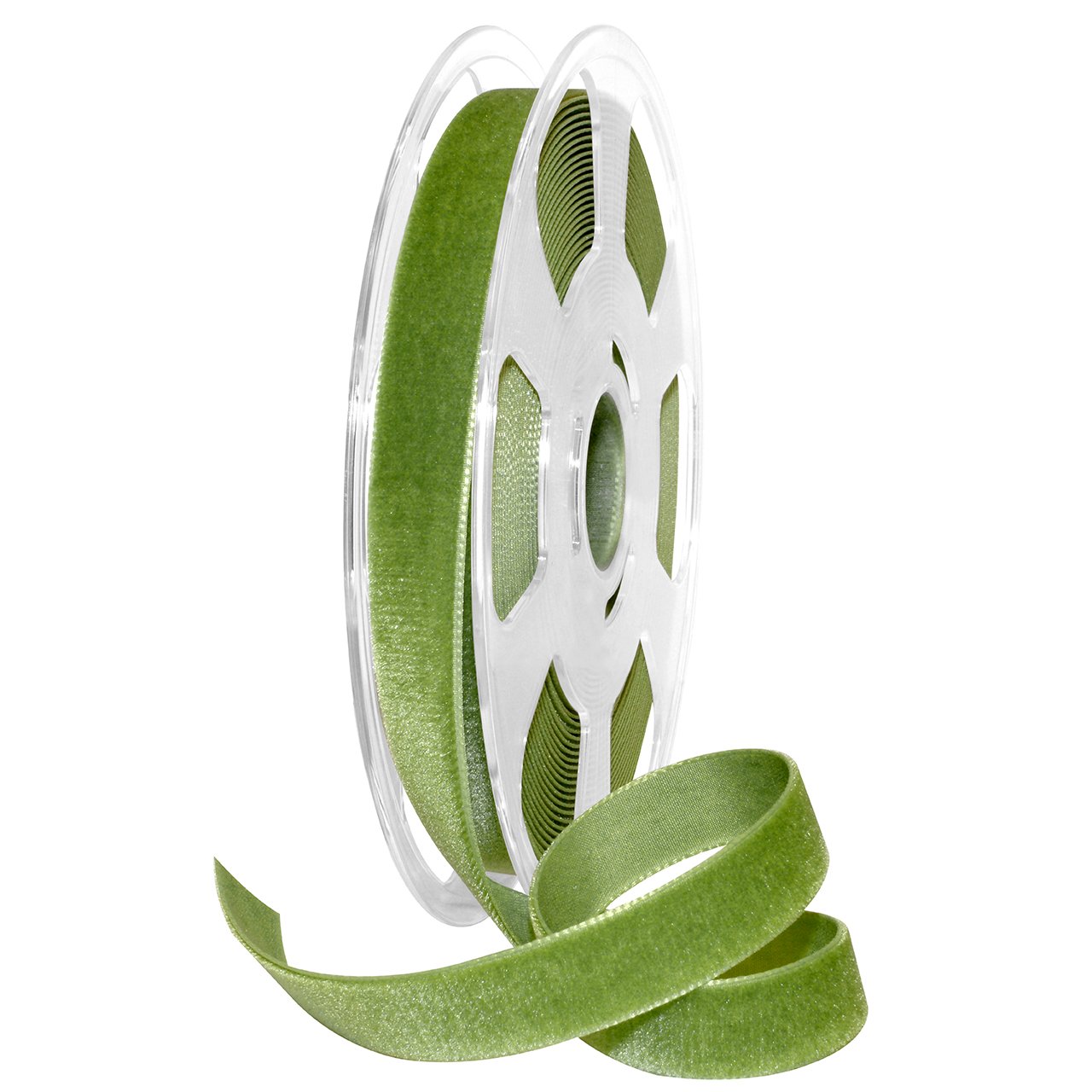 Morex Ribbon, Nylon, 5/8 inch by 11 Yards, Kiwi, Item 01215/10-611 Nylvalour Velvet Ribbon, 5/8" x 11 Yd