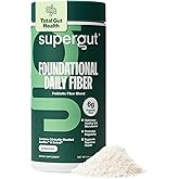 Supergut Foundational Daily Fiber Powder, Sugar Free & Vegan Prebiotic Fiber Blend for Gut Health & Digestive Support, Supplement for Men & Women with Solnul & Sunfiber, Unflavored, 20 Servings