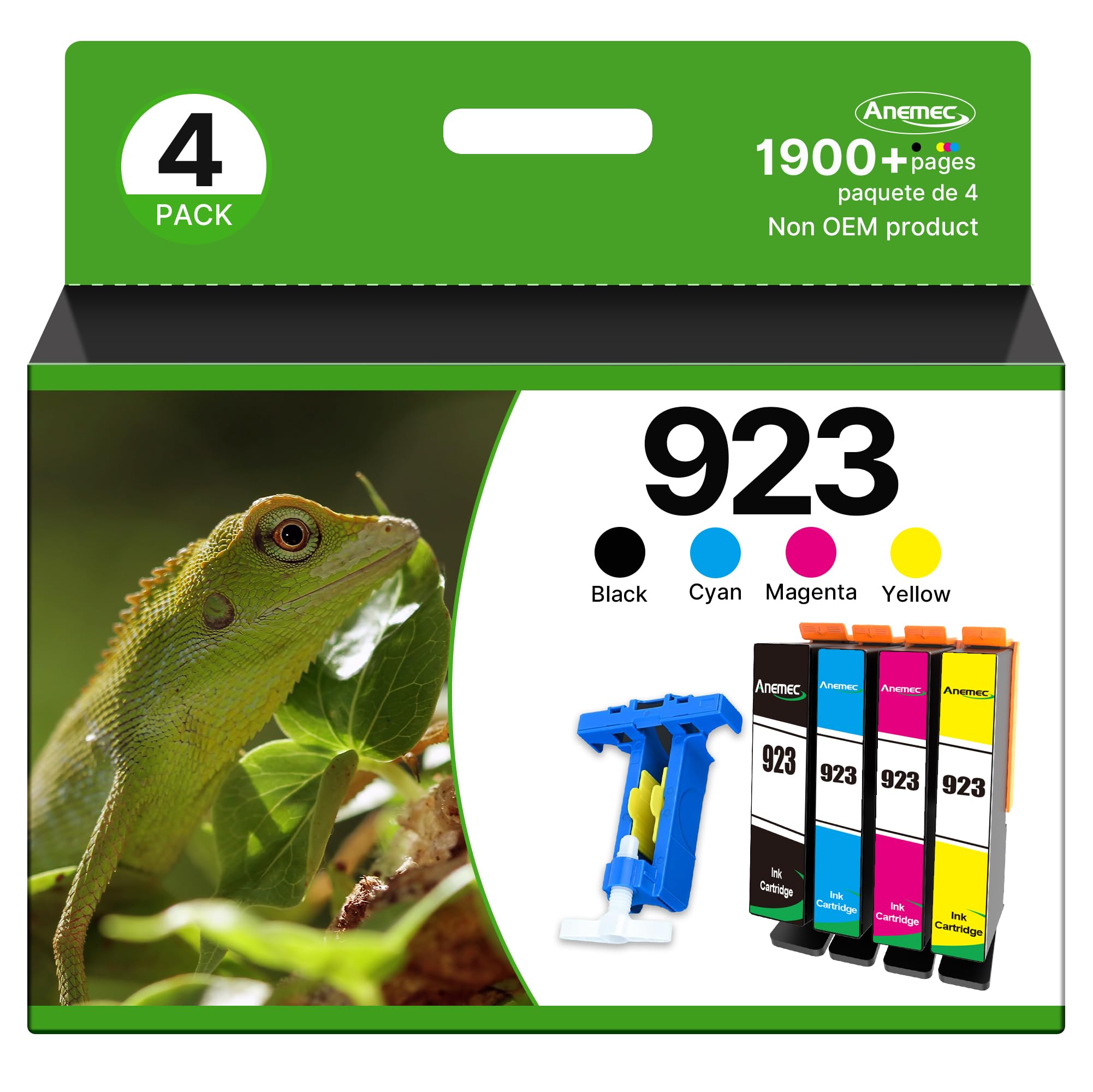 Photo 1 of 923 Ink Cartridges Combo Pack 923XL High Yield Compatible for HP 923 Ink Cartridges Work for OfficeJet Pro 8130e 8135e 8139e 8138e 8120e 8122e 8124e (4 Pack, Black Cyan Magenta Yellow) Without Chip