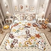 Erosebridal 7 Pieces Cowgirl Cute Comforter Set Twin Size (Beige Brown) | Country Western Bedding Set with Sheets for Kids Girls Teens Cowboys Boots Bed in A Bag Floral Cactus Horseshoe Bed Sets