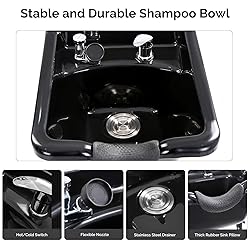OmySalon Shampoo Bowl with Cabinet, Portable Salon