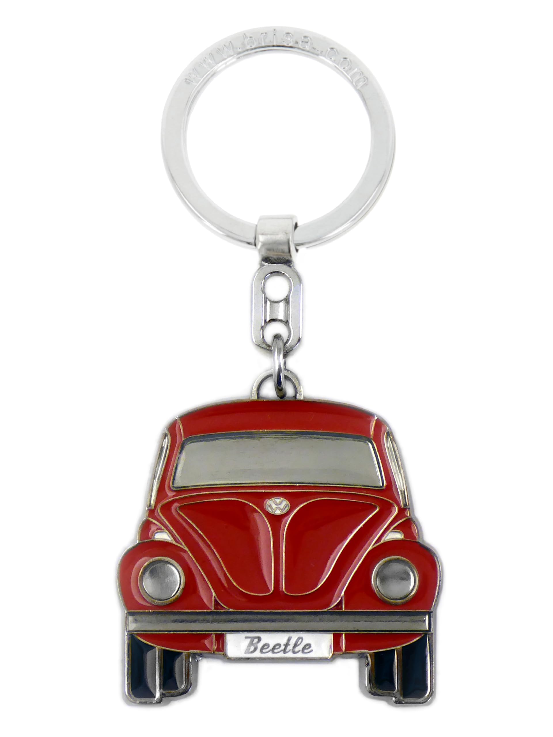 BRISA VW Collection - Volkswagen Enamel Metal Keyring Keychain Accessory Keyholder in Beetle Bug Design (Front/Red)