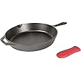 Lodge Cast Iron Skillet with Red Silicone Hot Handle Holder, 12-inch