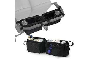 PHOEBUS BABY Double Stroller Caddy Organizer with 2 Insulated Cup Holder, Parent Console Fits for BOB Duallie, Jeep, Baby Jogger City Mini GT2 and UPPAbaby, Double Jogging Stroller Accessories