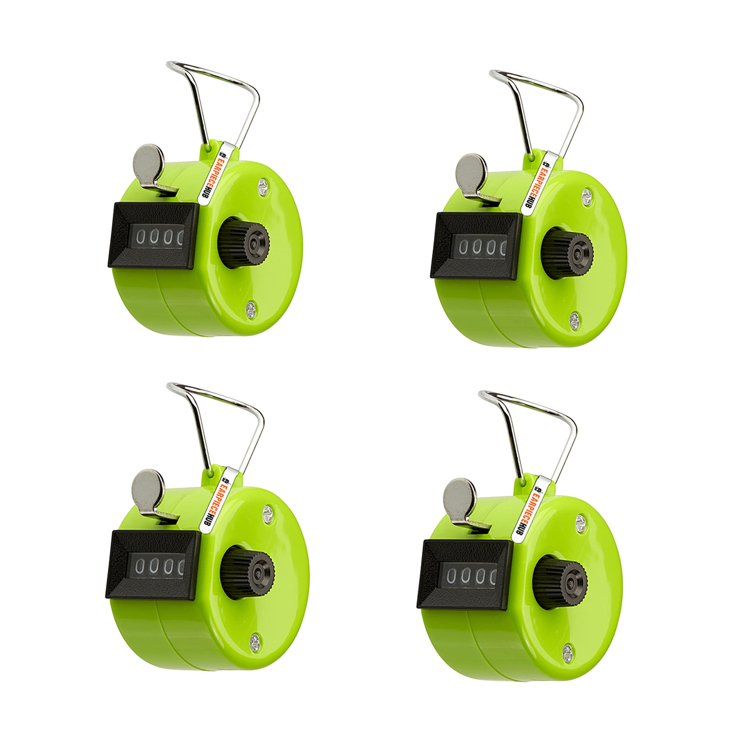 Earpiece Hub 4 X Hand Tally 4 Digit Counter Clicker for Sport Stadium Coach and Other Event- Green
