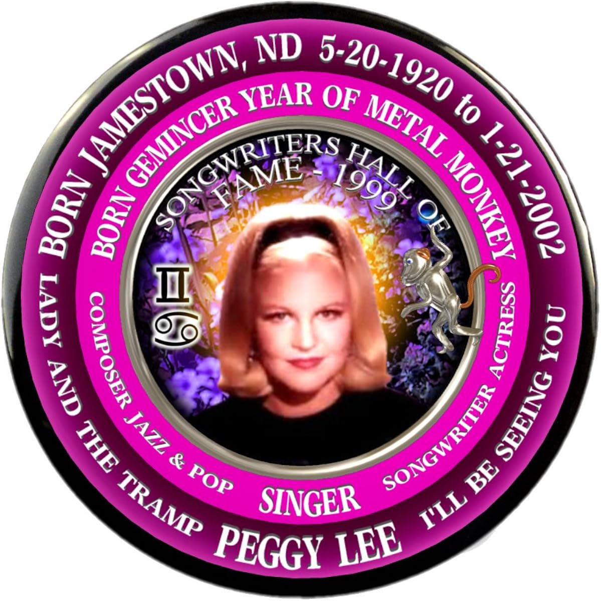 Amazon.com: Peggy Lee Famous 50's Singer Pin, Astrology ...