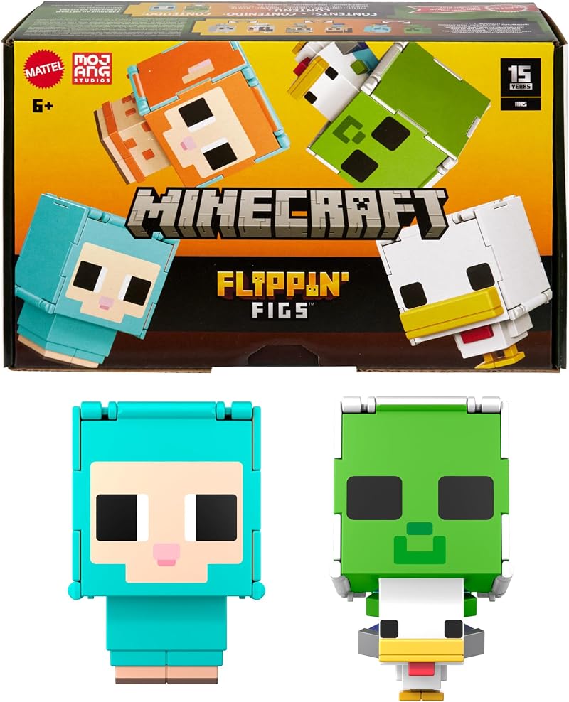 Mattel Minecraft Flippin’ Figs Sheep & Chicken 2-Pack 2-in-1 Fidget Figures