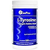CanPrev L-Tyrosine Vegan Amino Acid Powder 220g - 5g Per Scoop for Focus, Clarity & Cognitive Support, Brain Function & Memor