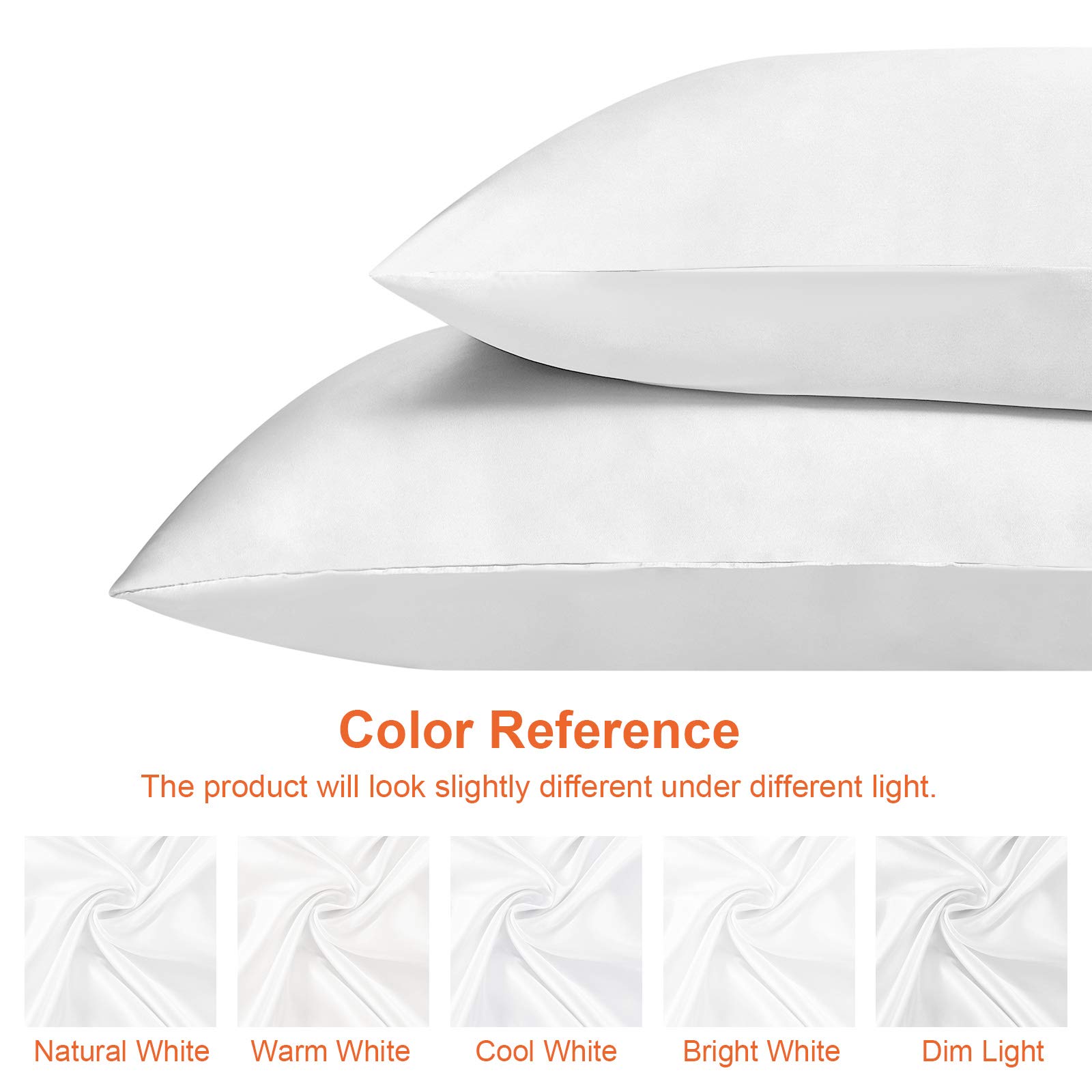 EHEYCIGA Satin Pillowcase Queen Set of 2, Soft Pillowcases for Hair and Skin Similar to Silk, White Pillow Cases 2 Pack with Envelope Closure, 20X30 Inches - Image 4