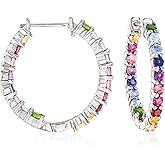 Ross-Simons Gemstone Hoop Earrings in Sterling Silver