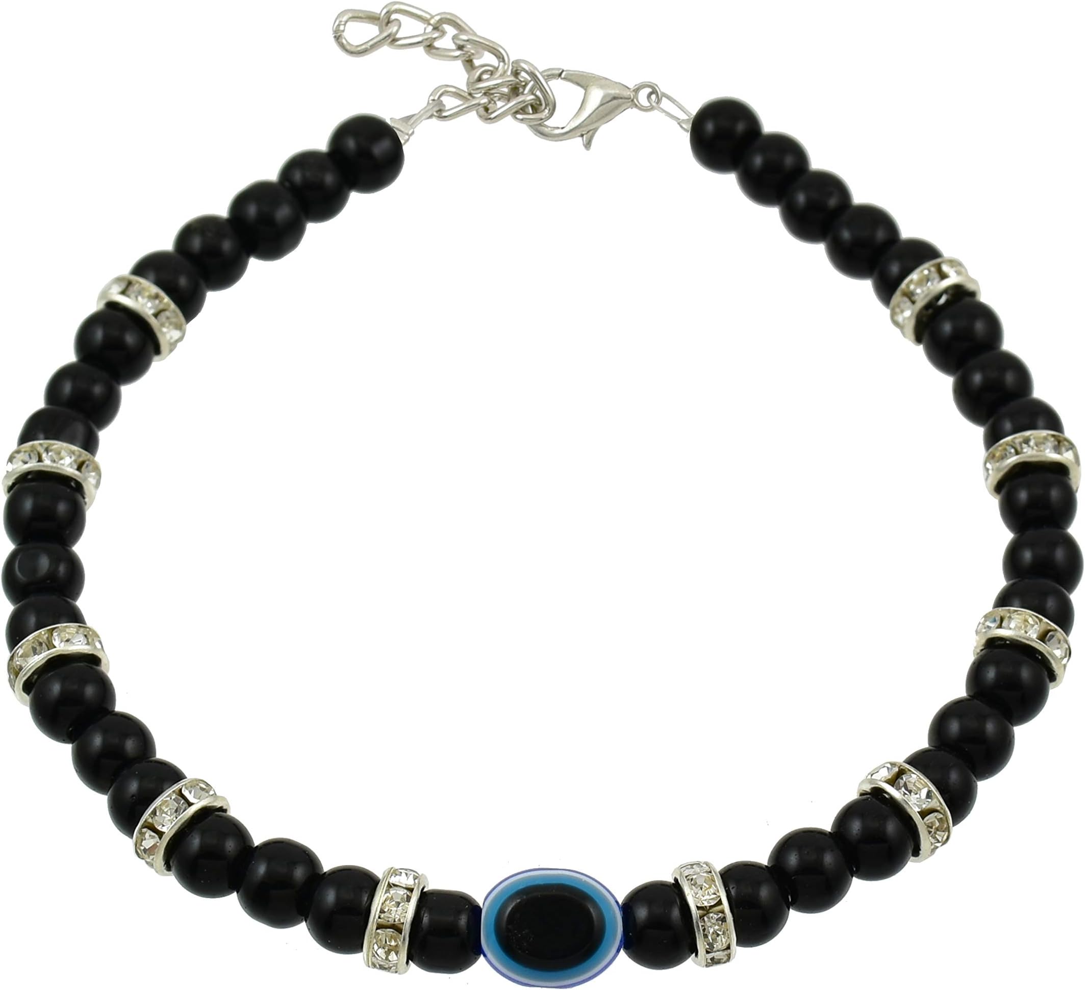 HIGH TRENDZ Handmade Divine Black Beads Evil Eye Anklet for Women