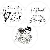 60pcs Till Death Stickers, Gothic Wedding Stickers, Skeleton Bridal Shower Labels, Skull Themed Bachelorette/Engagement Party Favors