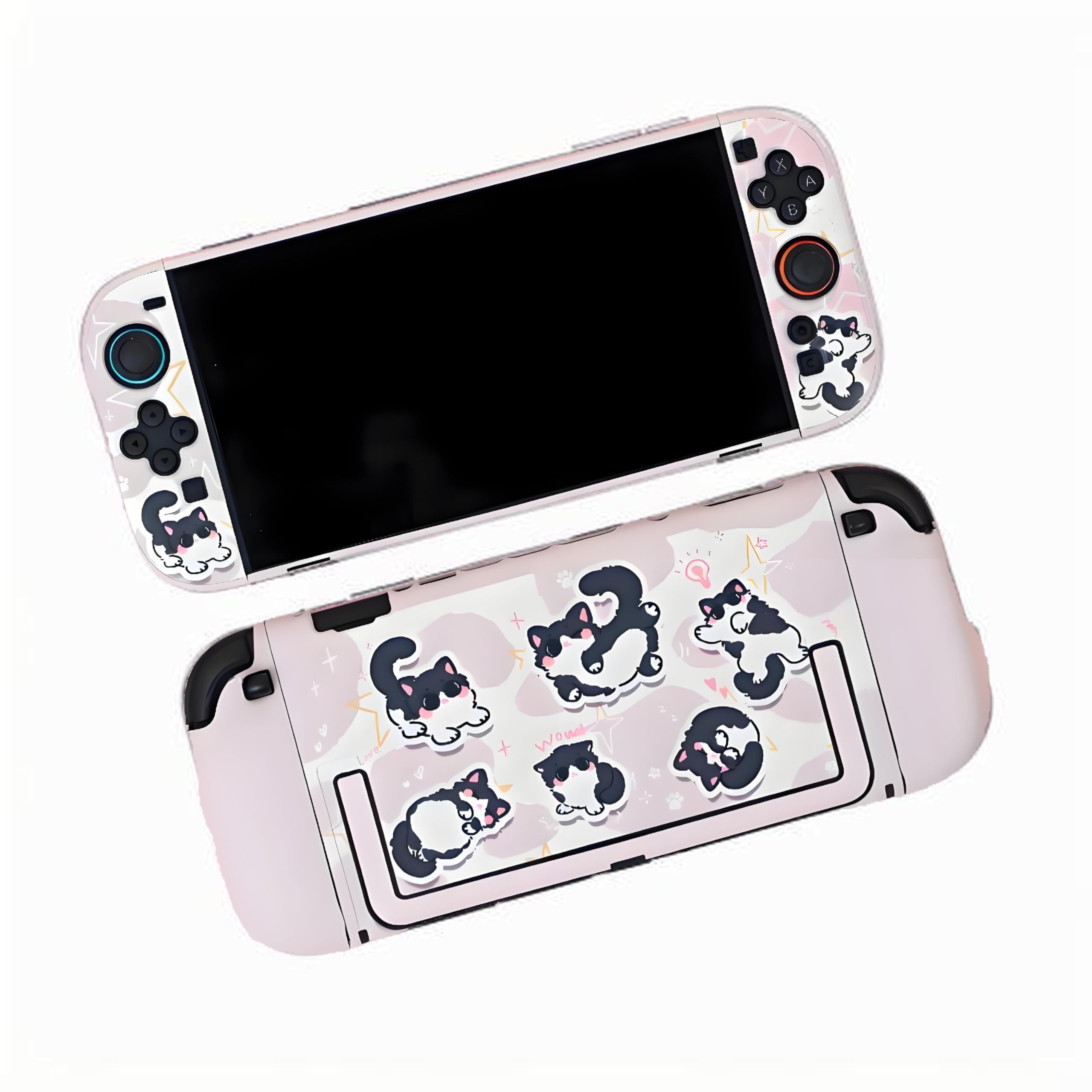Kiloluv Pink Milk Cat Protective Case Compatible with Nintendo Switch 2, Soft TPU Switch 2 Cover Shell Skin Designed for