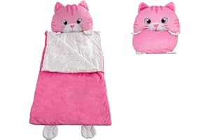 UNICORNS & ROBOTS Kid's Nap Buddies Character Preschool Nap Mat, Toddler Sleeping Bag with Pillow for Daycare, Ages 3+