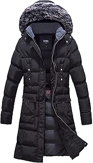 adomi women's long hooded thickened down coat with fur trim