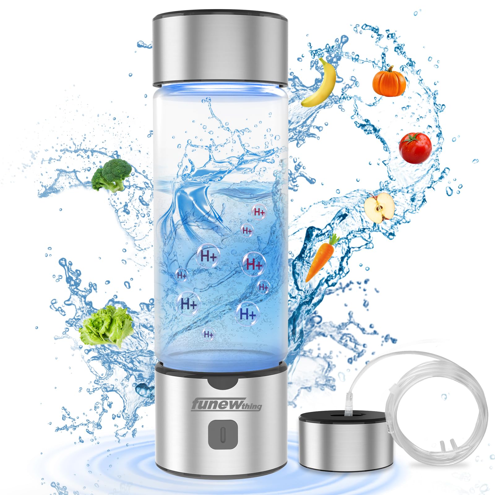 Photo 1 of Hydrogen Water Bottle Generator, 2300ppb Portable Water Ionizer Machine with SPE/PEM Technology in 3-Minute Electrolysis, Rechargeable Hydrogen Rich Glass Cup for Home Office Travel & Fitness