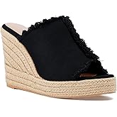 Juliet Holy Womens Wedge Sandals Peep Toe Denim Slip On Backless Espadrilles Platform Sandal Shoes