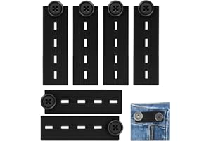 Waist Extender for Loose Jeans – 6-Pack, Black Stretch Bands 2.4×8.3 cm with 1.5 cm Button, Adjustable Fit for Pants & Skirts