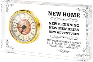 BDAYPTION New Home Desk Clock House Warming Gifts, Christmas Xmas Holiday New House Gifts, Housewarming Gifts for New Home Owners, New Apartment House Warming Gifts for Couple Acrylic Decoration Plaque