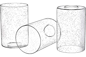 Canomo 3 Packs 6 Inch x 4 Inch Bubble Seeded Glass Light Shade Glass Lamp Shades Cylinder Replacement with 1.65 Inch Fitter for Wall Lamps Chandeliers or Ceiling Light