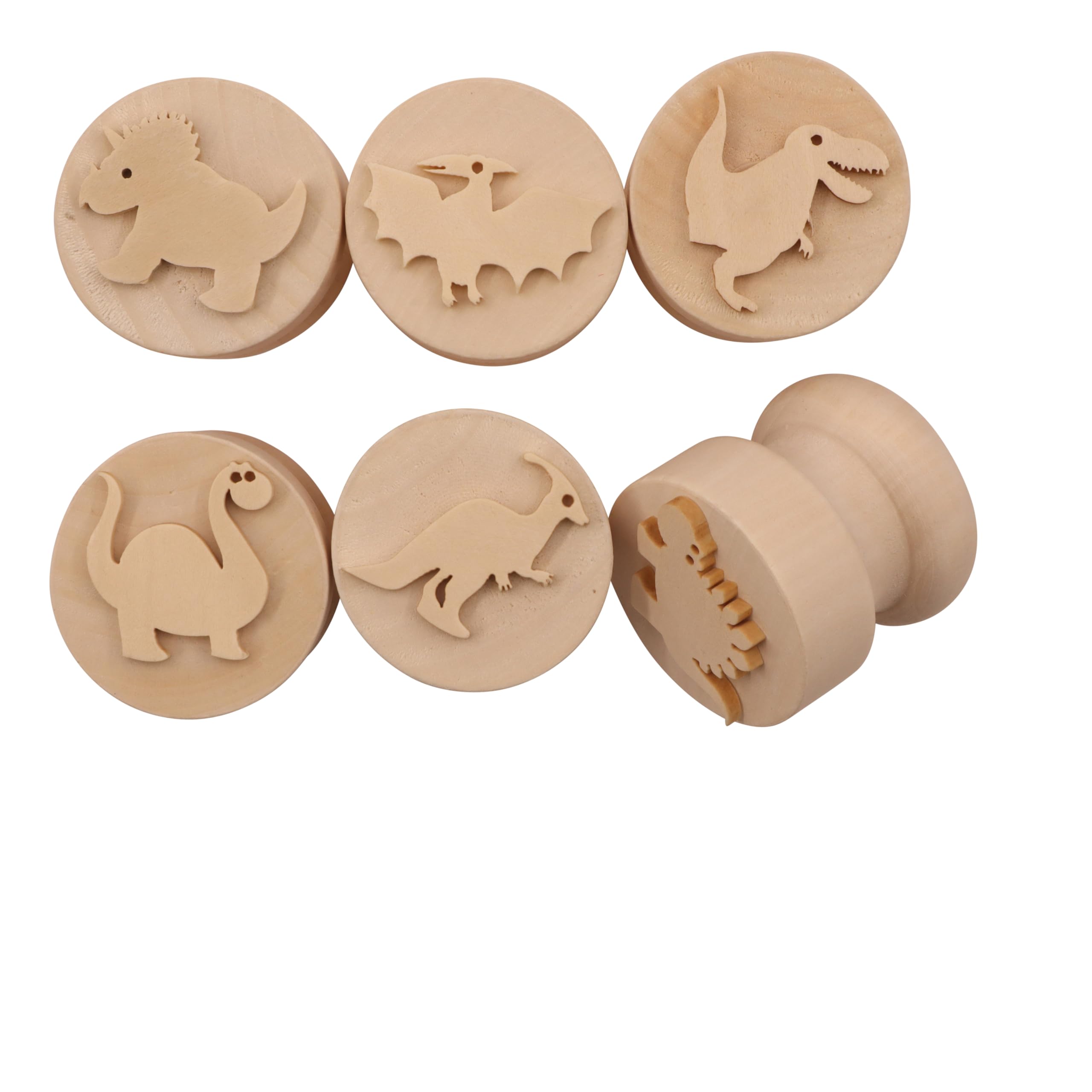 Modelling Tools | Wooden Modelling Dough stampers | Pack of 6 Designs | Dinosaur | Pack of 6 stampers