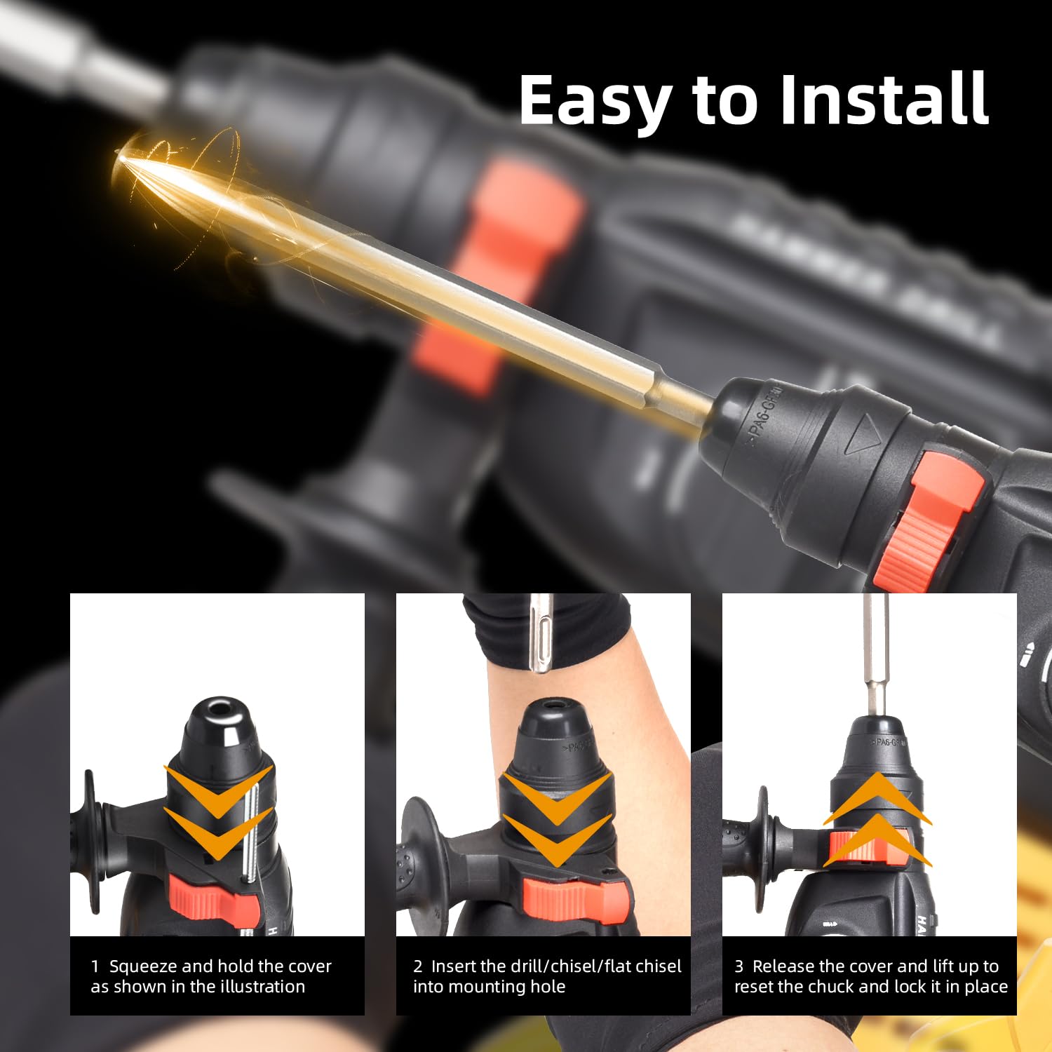 SDS-Plus Cordless Rotary Hammer Drill Compatible with Dewalt 20V Battery(NO Battery) Brushless Motor, Safety Clutch, 4 Functions with 5 Drills and Carrying Case for Concrete/Masonry/Wood/Metal