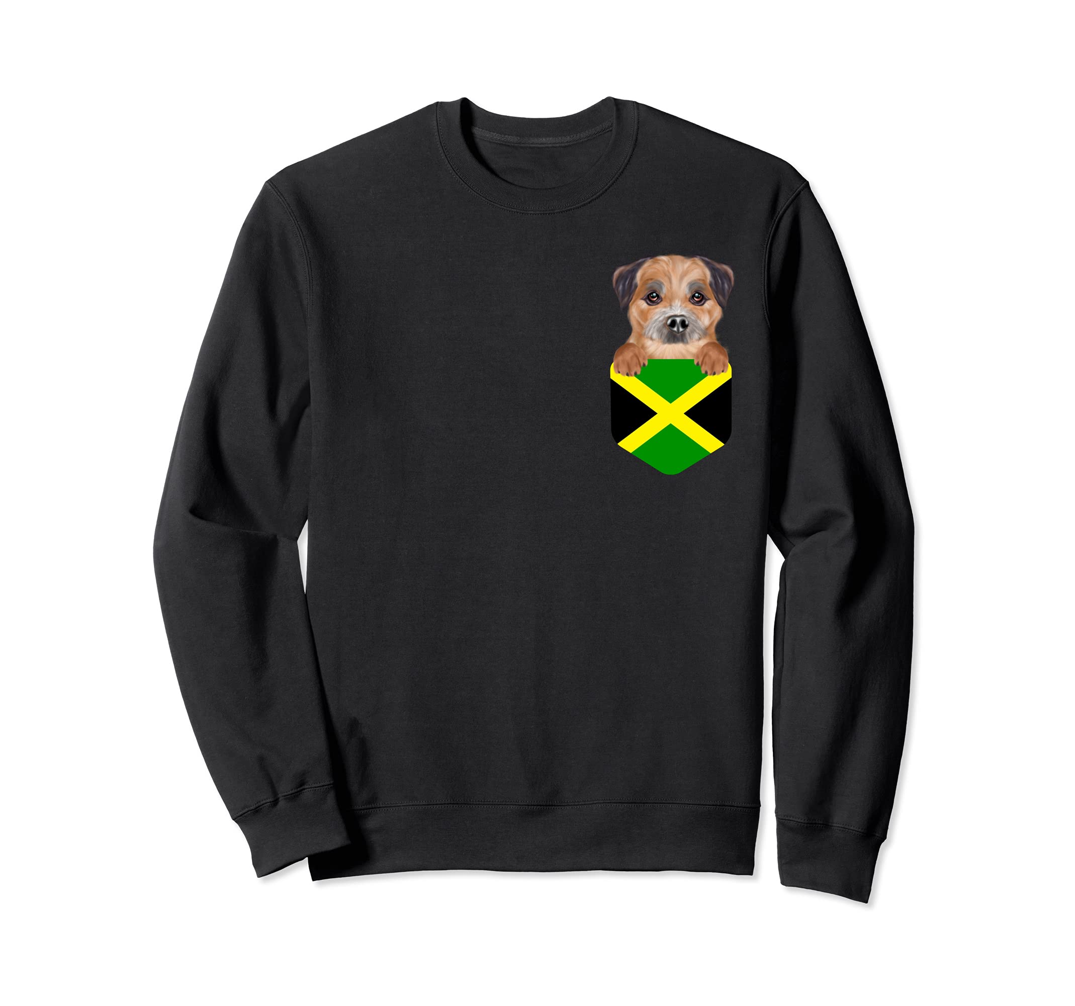 Jamaica Flag Border Terrier Dog In Pocket Sweatshirt