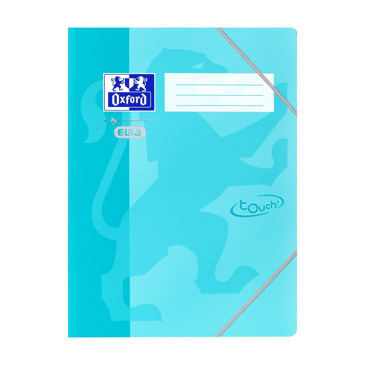 Oxford by Elba Folder with Elastic Corner Straps for Secure Closure, 3 Rounded Flaps, Hard Cardboard with Soft Touch Surface A3, 10 Stück Aqua