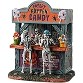 Lemax Rotten Candy Stand Table Accent, #33612, Poly-Resin, 4.7-in | Eyeball Lollipops &amp; Poisoned Candy Apples for Sale | 4.7 x 3.9 x 2.9 In | Spooky Town Village Display